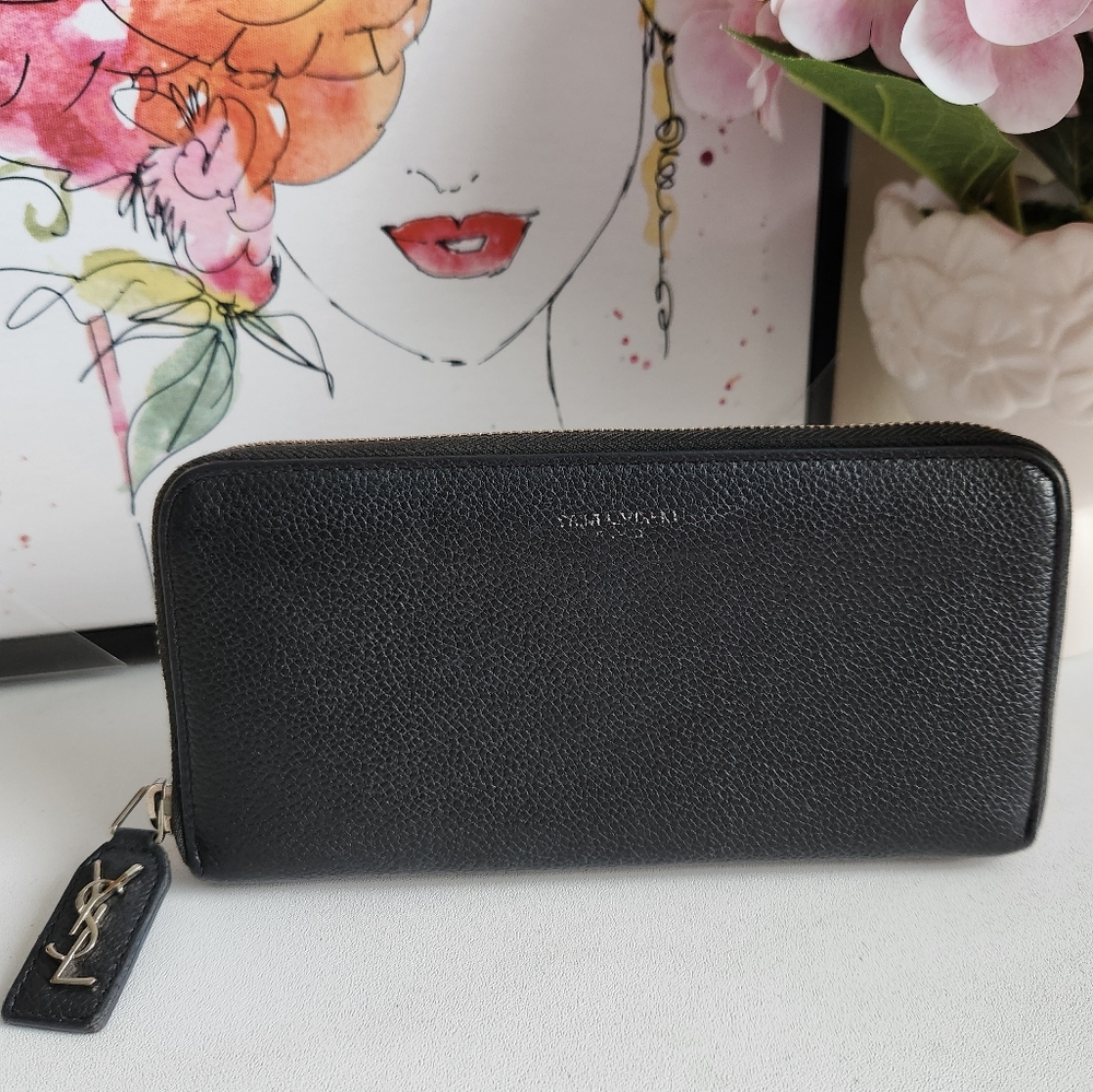 Yves Saint Laurent Black Textured Wallet